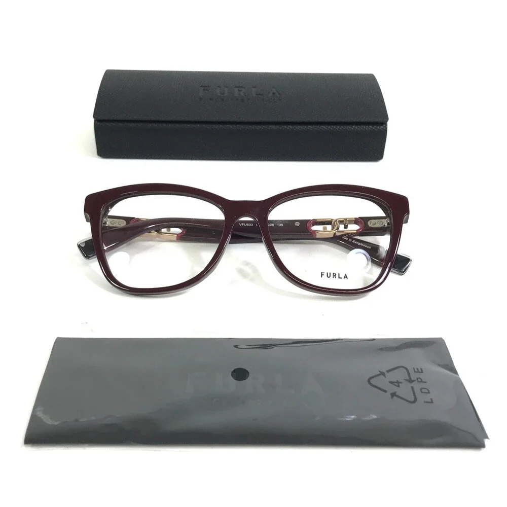 Furla Eyeglasses Frames VFU633 COL.0G96 Bordeaux Gold Cat Eye Full Rim 53-17-135